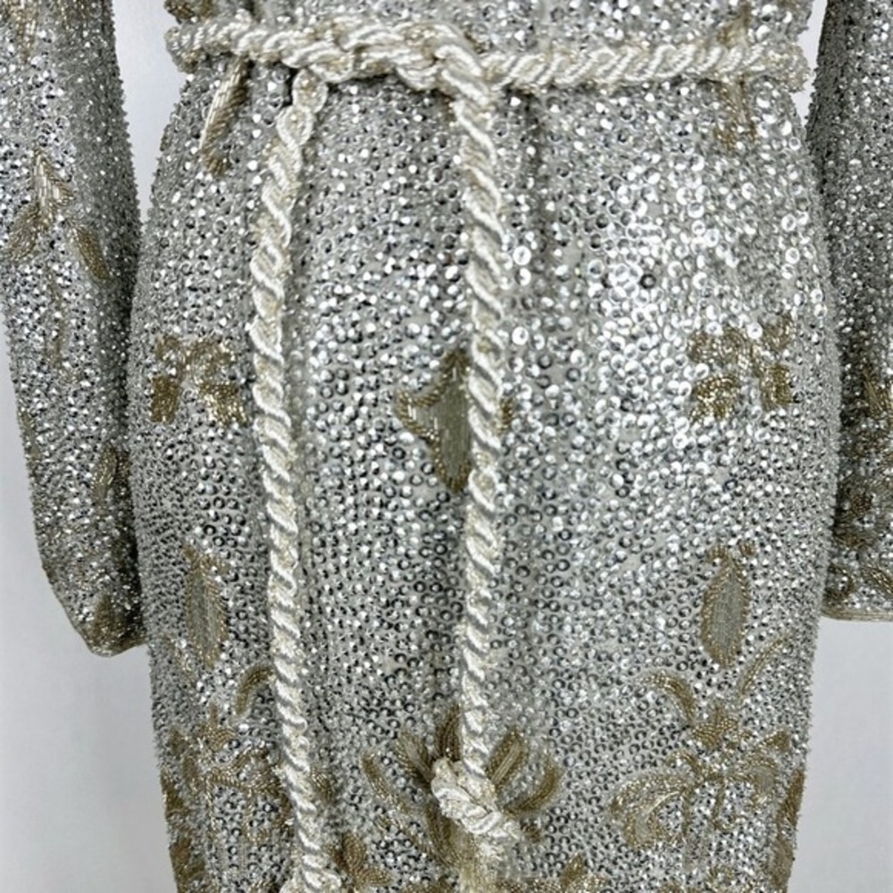 Marchesa Beaded‎ Sequin Dress Gold Silver Formal Cocktail Size 4 - Picture 5 of 10